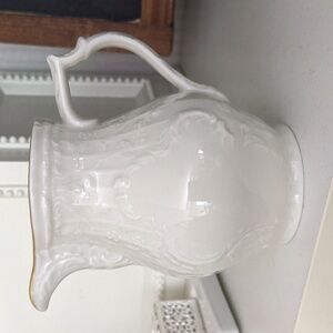 Small Vintage Creamer Gold Trim Ornate Handle Vase Floral Cottagecore China